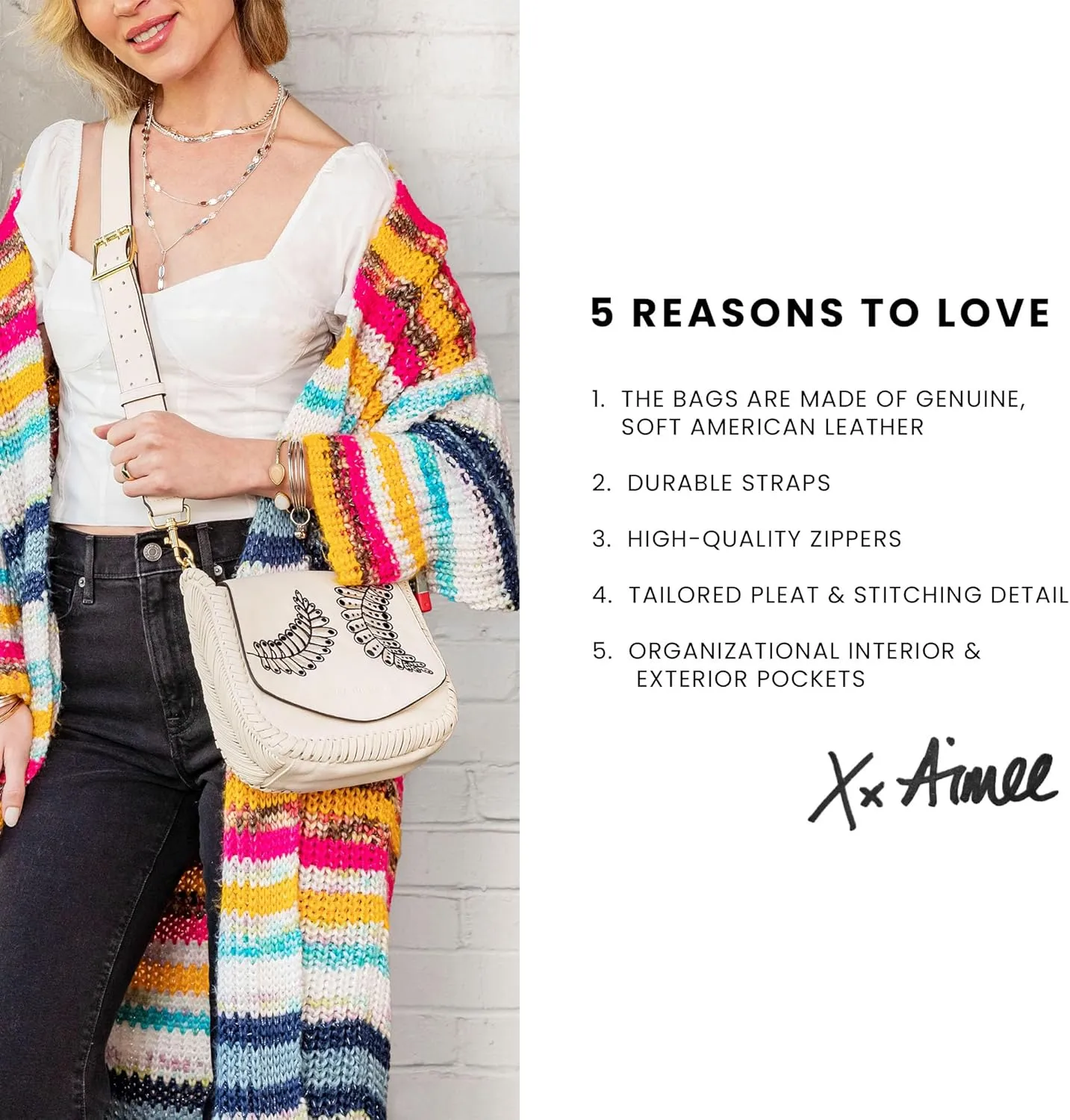 Aimee Kestenberg All For Love Saddle Crossbody Bag for Women - Small Leather Crossbody Purse - Adjustable & Removable Strap