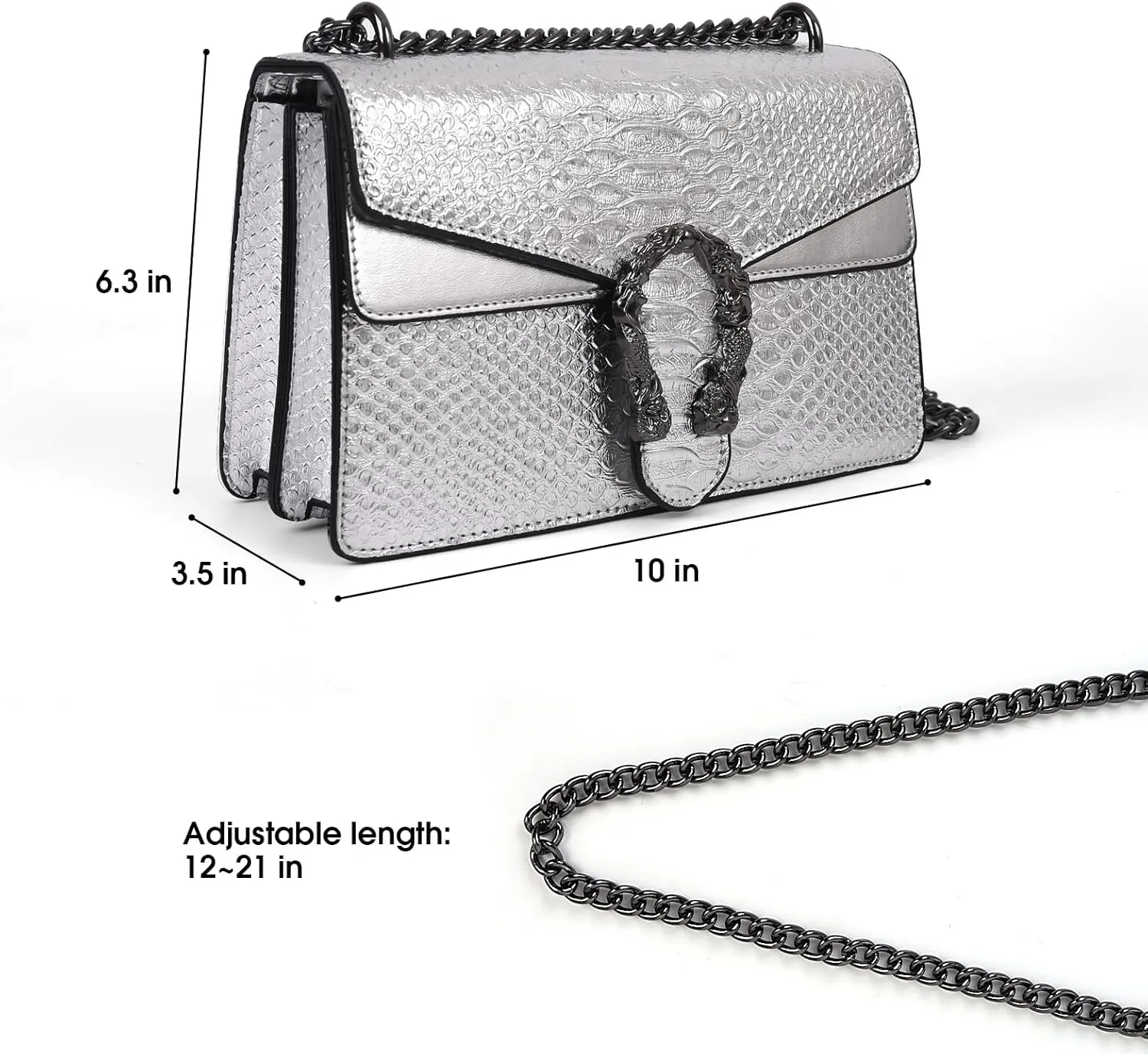 Aiqudou Crossbody Bag and Satchel Purse for Women - Fashion Snake Print Chain Purse Luxury PU Leather HandBag