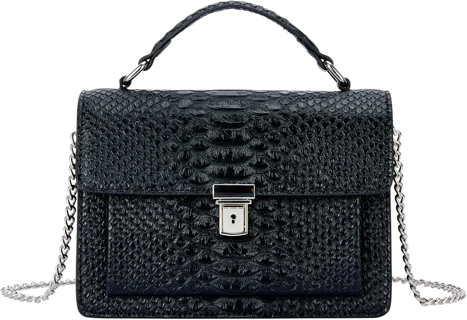 Aiqudou Crossbody Bag and Satchel Purse for Women - Fashion Snake Print Chain Purse Luxury PU Leather HandBag