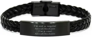 Aircraft Mechanic Braided Leather Bracelet - Im a Cool Aircraft Mechanic, Perfect Idea Gifts for Aviation Enthusiasts, Confidence Booster for Graduates and Veterans