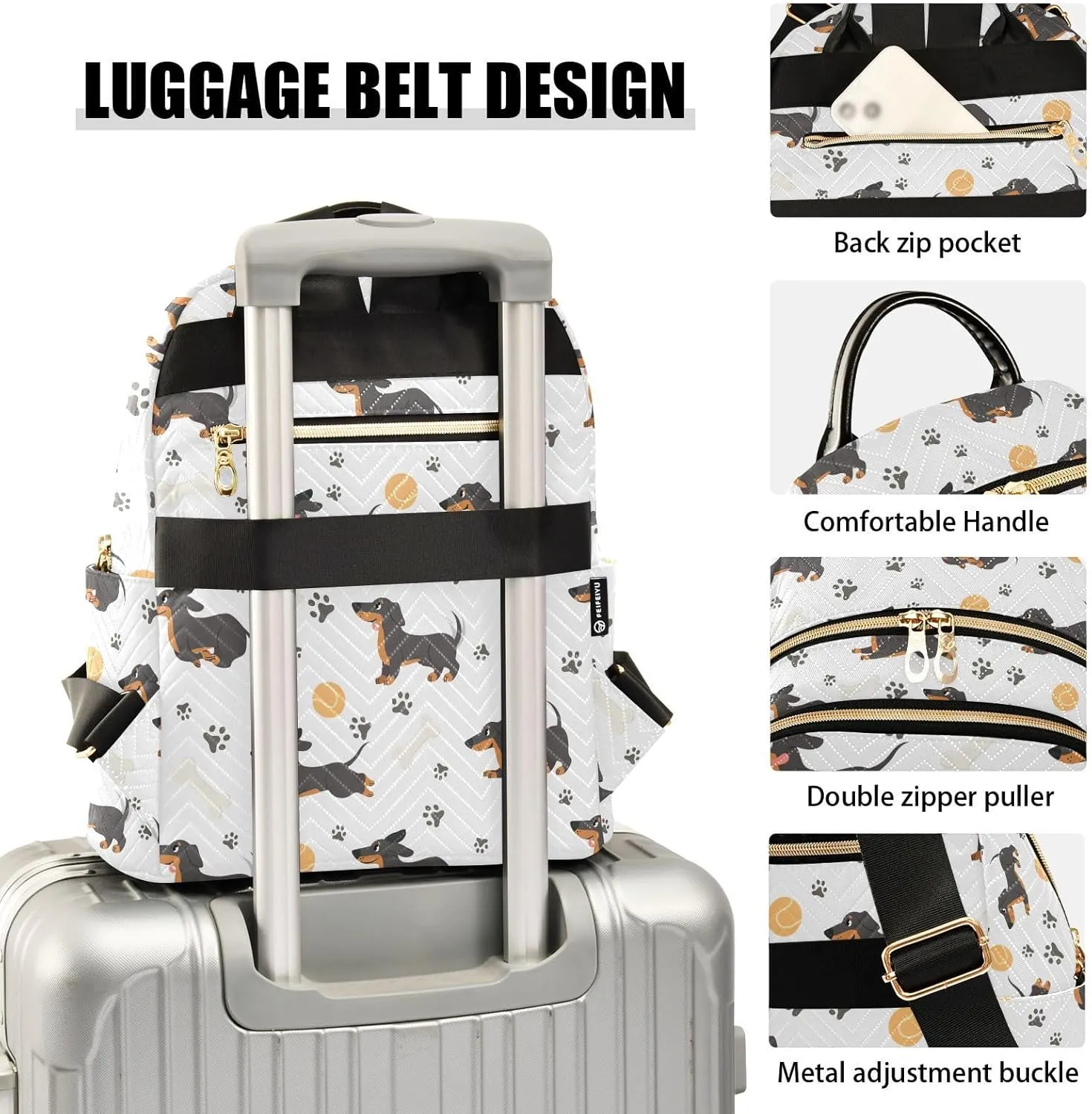 ALAZA Mini Backpack for Women, Cute Dachshund Paws Travel Backpack Purse for Ladies, Small Bookbag Daypack Shoulder Bag M