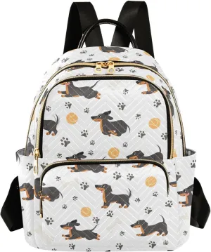 ALAZA Mini Backpack for Women, Cute Dachshund Paws Travel Backpack Purse for Ladies, Small Bookbag Daypack Shoulder Bag M