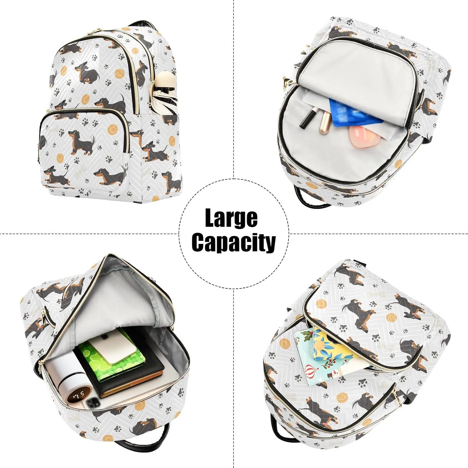 ALAZA Mini Backpack for Women, Cute Dachshund Paws Travel Backpack Purse for Ladies, Small Bookbag Daypack Shoulder Bag M