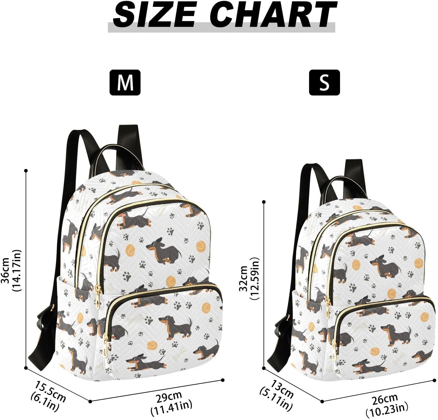 ALAZA Mini Backpack for Women, Cute Dachshund Paws Travel Backpack Purse for Ladies, Small Bookbag Daypack Shoulder Bag M