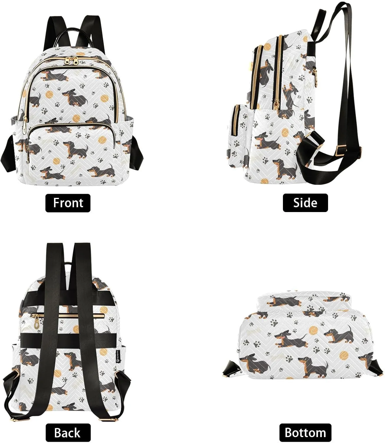 ALAZA Mini Backpack for Women, Cute Dachshund Paws Travel Backpack Purse for Ladies, Small Bookbag Daypack Shoulder Bag M