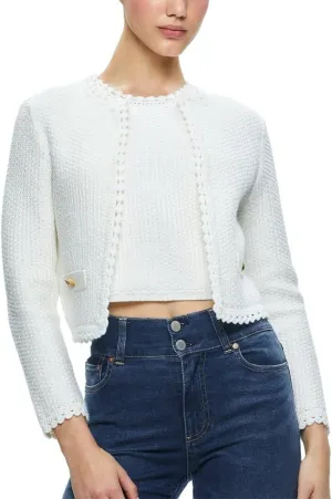 Alice and Olivia Womens Pockets Long Sleeve Open Front