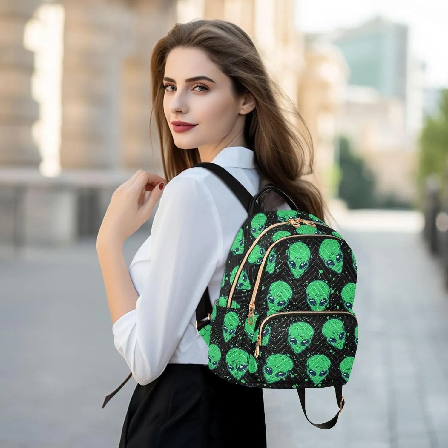 Alien Mini Backpack for Women, Travel Backpack Purse for Ladies Fashion Shoulder Bag Daypack Travel Bag