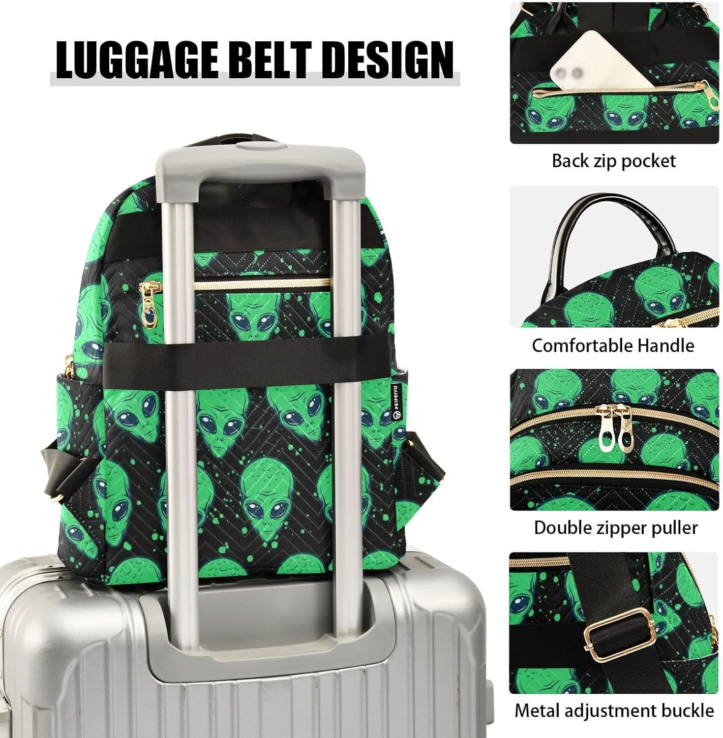 Alien Mini Backpack for Women, Travel Backpack Purse for Ladies Fashion Shoulder Bag Daypack Travel Bag
