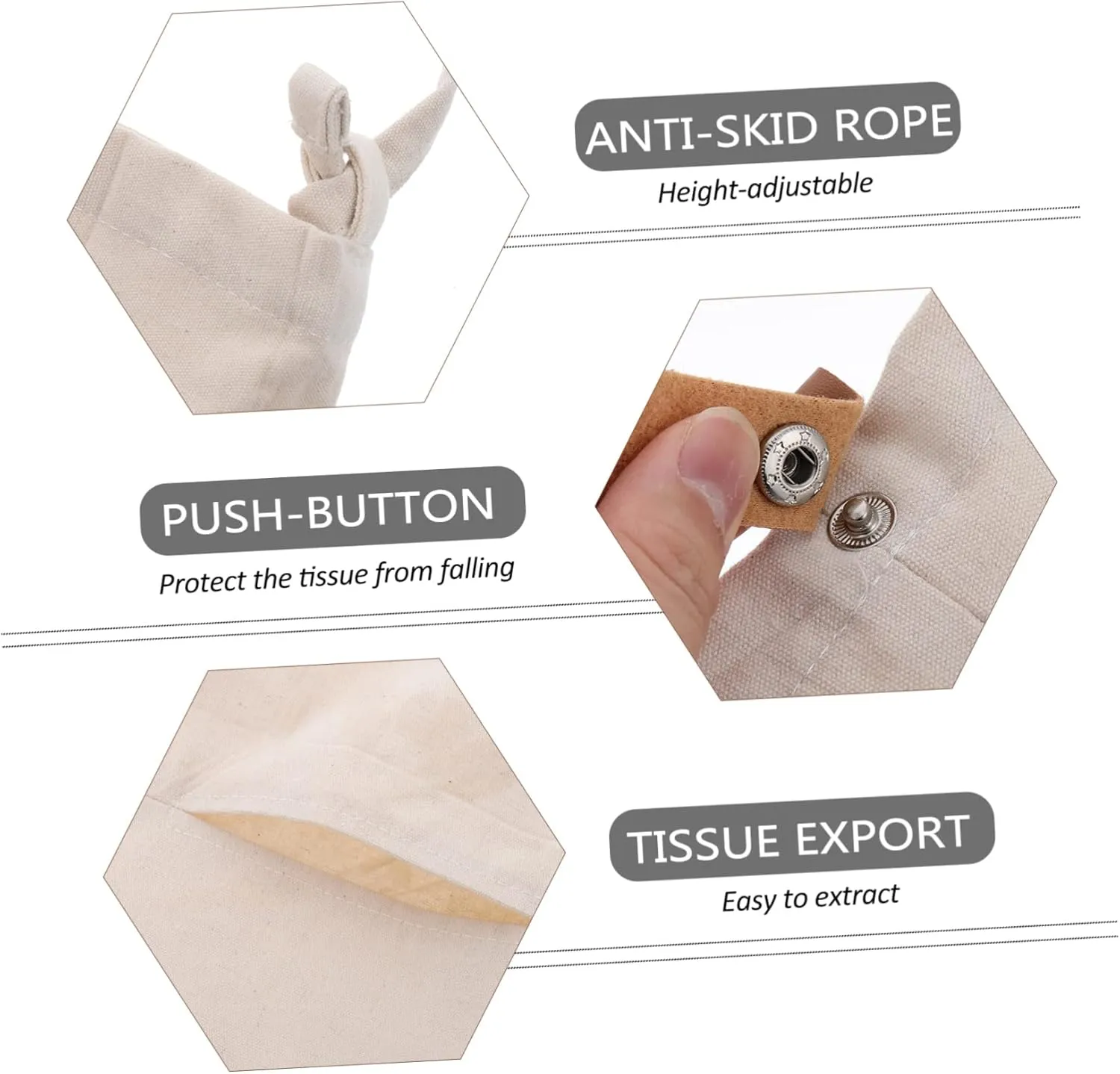 Alipis 1pc Canvas Car Tissue Bag Sturdy Seat Organizer Wall Mount Facial Tissue Holder Button Easy to Change for Home Office Car