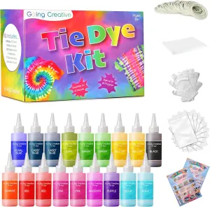 All-in-One Tie Dye Kit - Tie Dye Party Pack with 12 Colors in 18 Pre-Filled Bottles, Gloves, Rubber Bands & More - Top Arts and Crafts for Kids 4 & Up - Large Groups