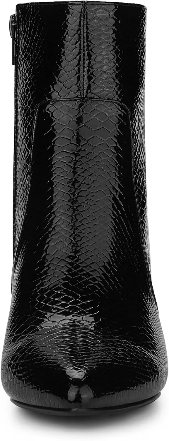 Allegra K Women's Snakeskin Print Boots Halloween Costumes Chunky High Heels Ankle Boots