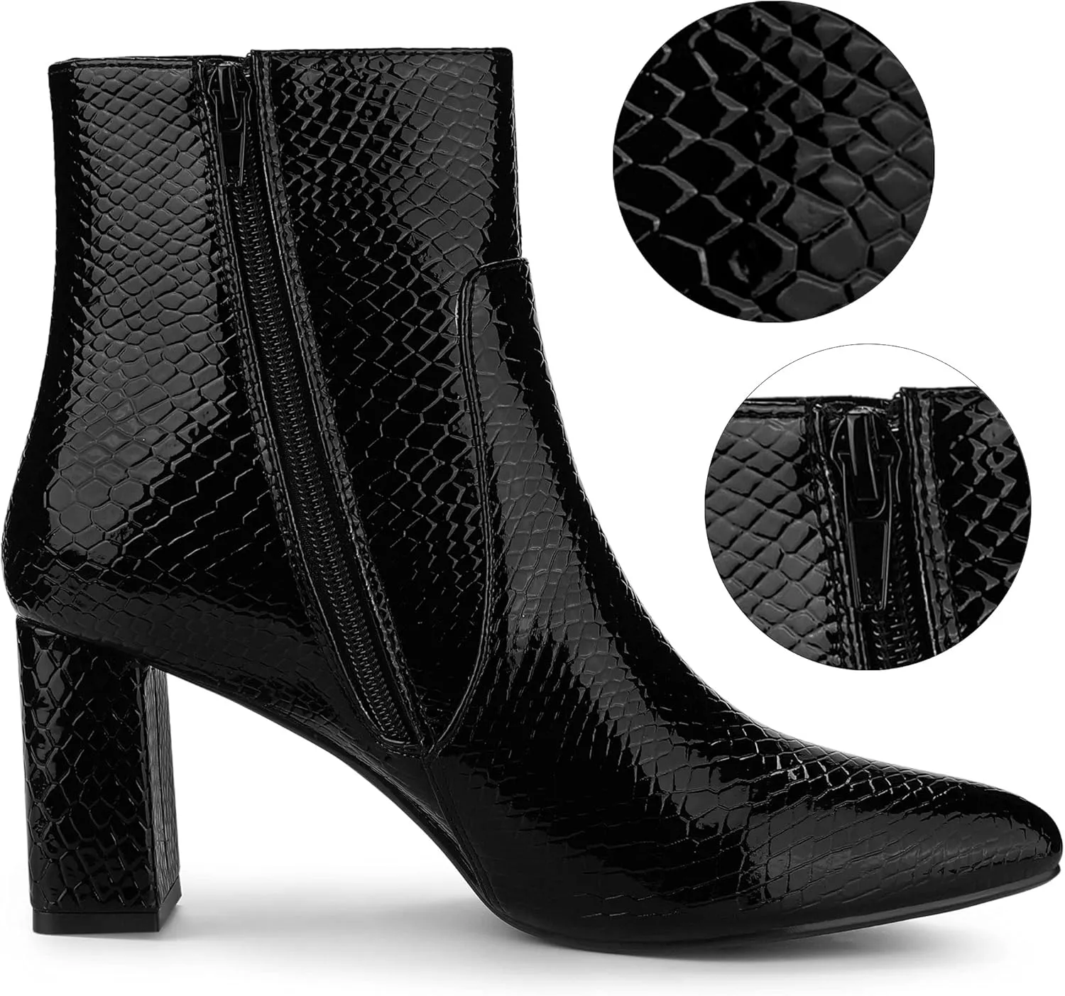 Allegra K Women's Snakeskin Print Boots Halloween Costumes Chunky High Heels Ankle Boots