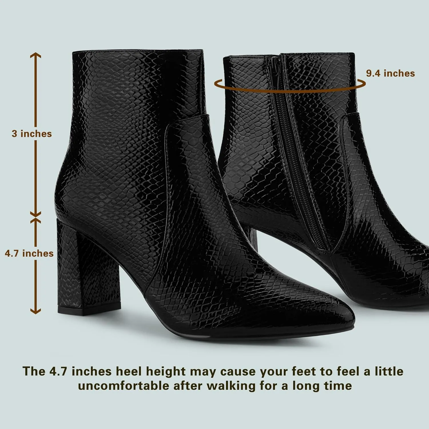 Allegra K Women's Snakeskin Print Boots Halloween Costumes Chunky High Heels Ankle Boots