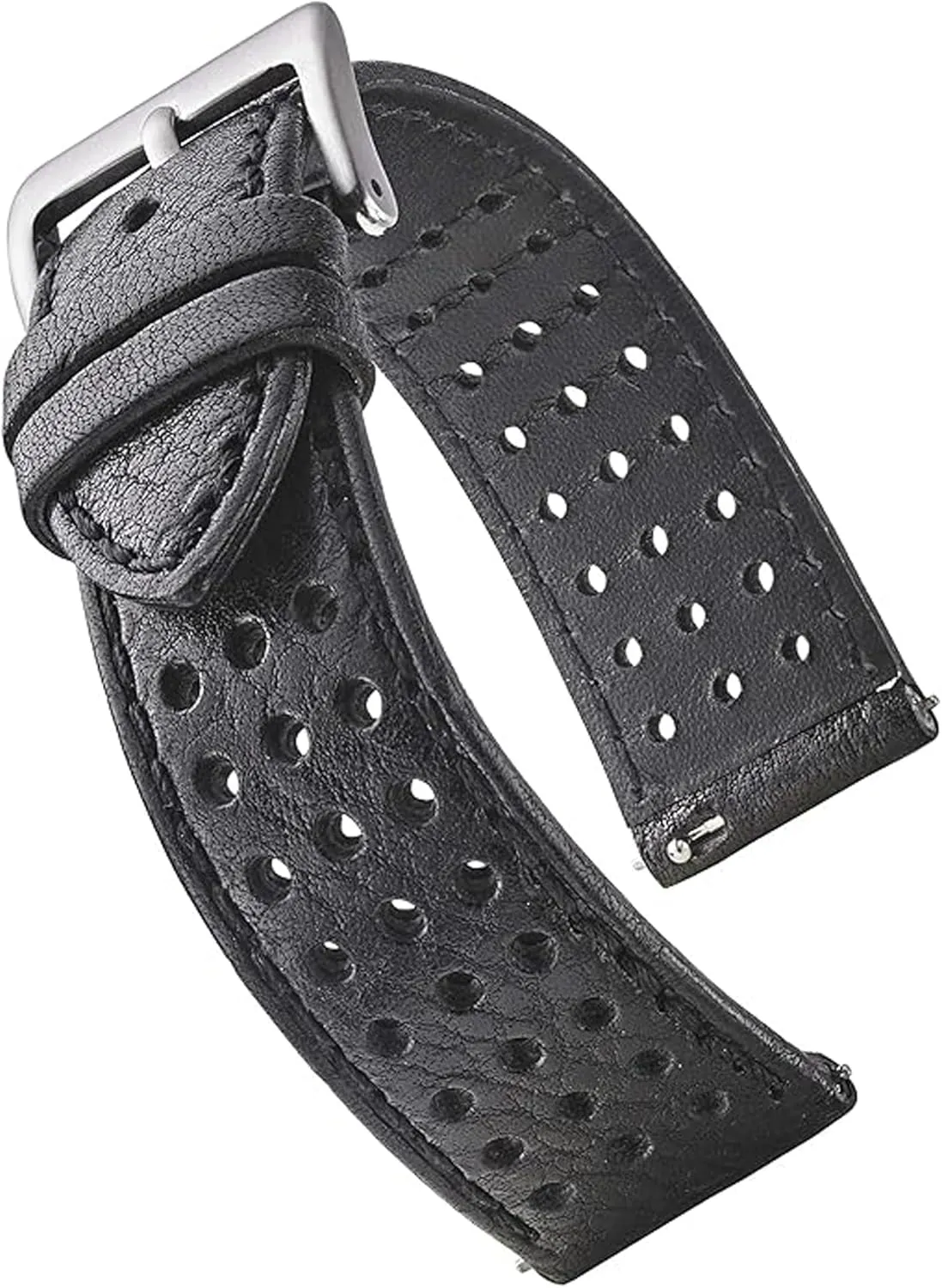ALPINE Genuine Perforated Leather for Watch Band - Quick Release Replacement Watch Bands for Women & Men - Stainless Steel Buckles - Compatible with Regular & Smart Watch Bands