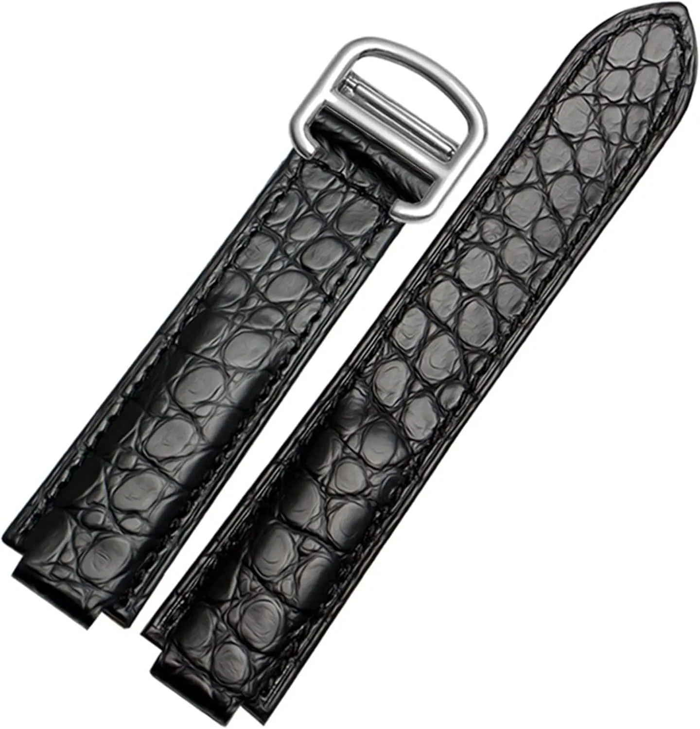 American Crocodile Leather Watch Strap Suitable for Cartier Blue Balloon Convex Leather Strap 18 20mm Men and Women Black (Color : 10mm Gold Clasp, Size : 16-8mm)