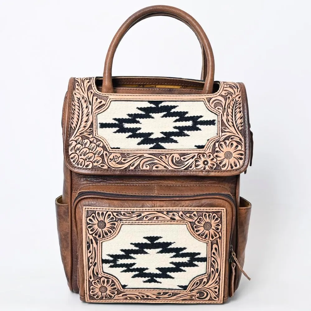 American Darling Backpack Hand Tooled Crocodile embossed Genuine Leather women bag western handbag purse, Black