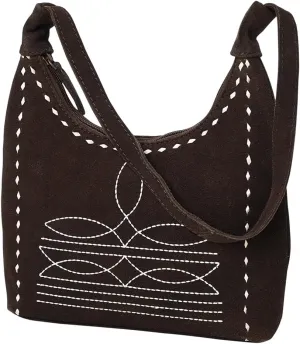 American Darling Hand Tooled & Hair On Crocodile Genuine Leather Canteen Bag
