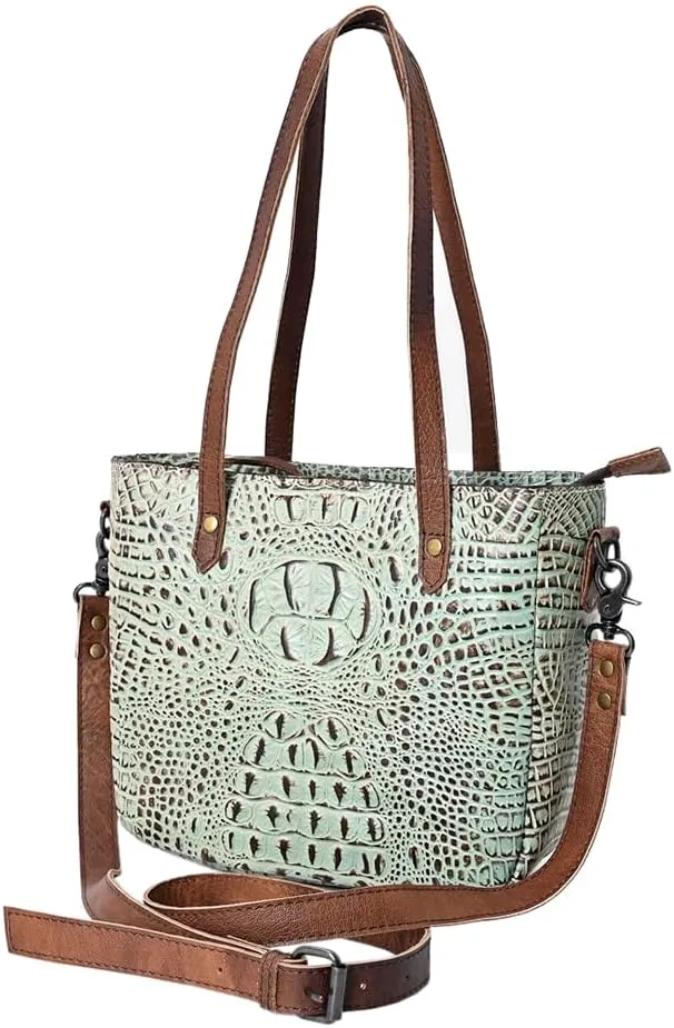 American Darling Tote Crocodile Embossed Genuine Leather Women Bag Western Handbag Purse