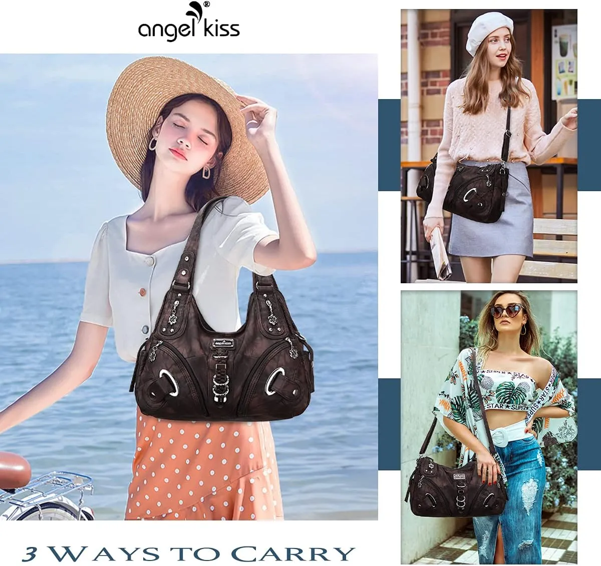 Angelkiss Hobo Purses and handbags for Women Satchel Handbag Women Purses Large Daily Shoulder Bags