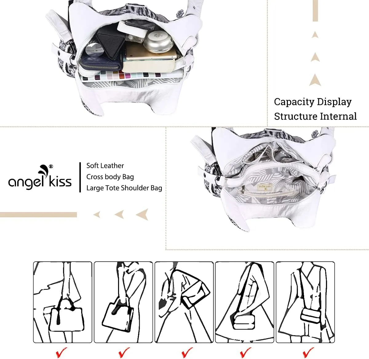 Angelkiss Hobo Purses and handbags for Women Satchel Handbag Women Purses Large Daily Shoulder Bags