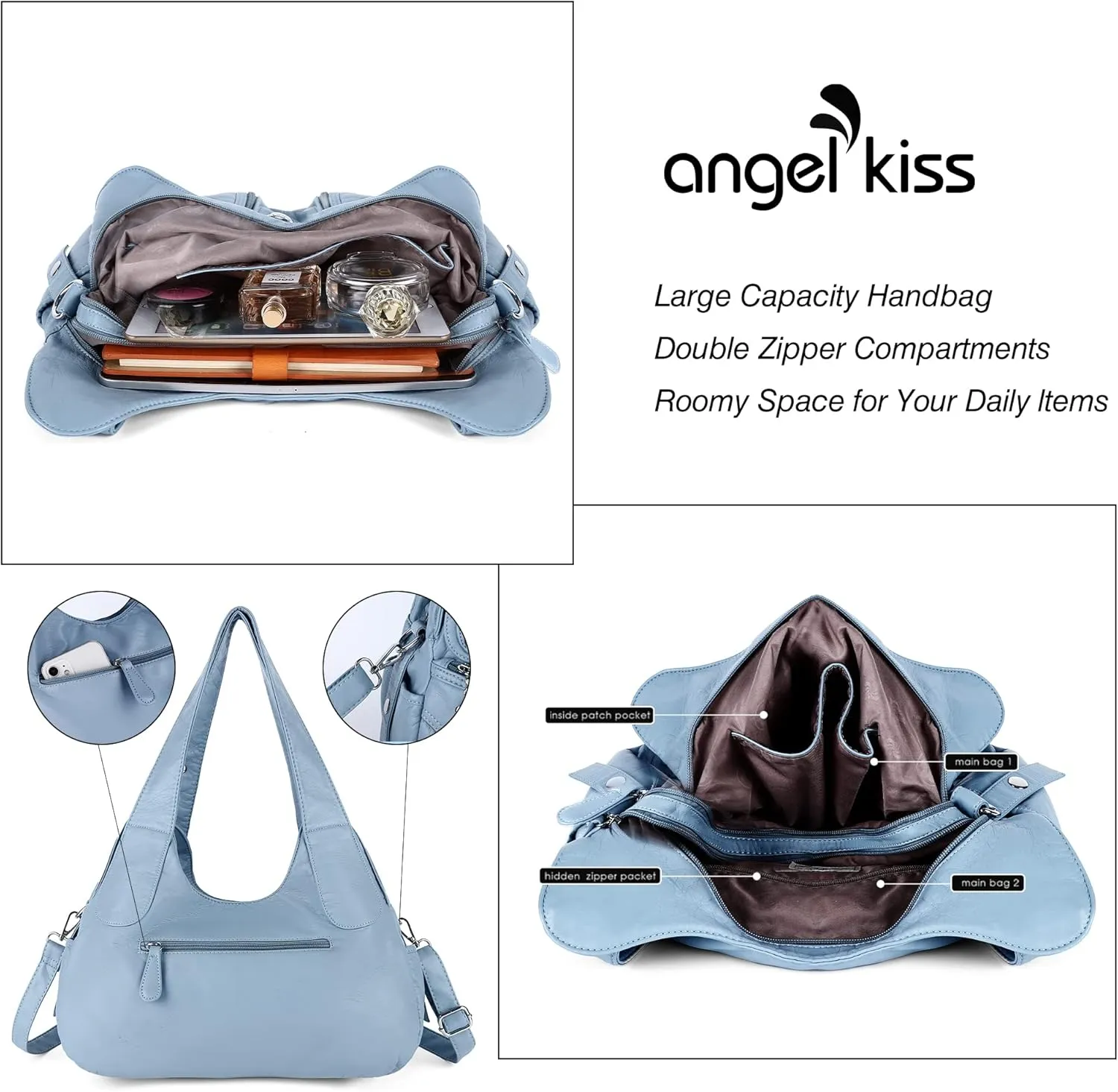 Angelkiss Hobo Purses and handbags for Women Satchel Handbag Women Purses Large Daily Shoulder Bags