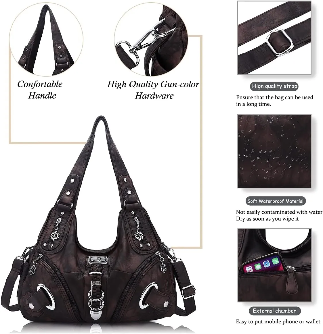 Angelkiss Hobo Purses and handbags for Women Satchel Handbag Women Purses Large Daily Shoulder Bags