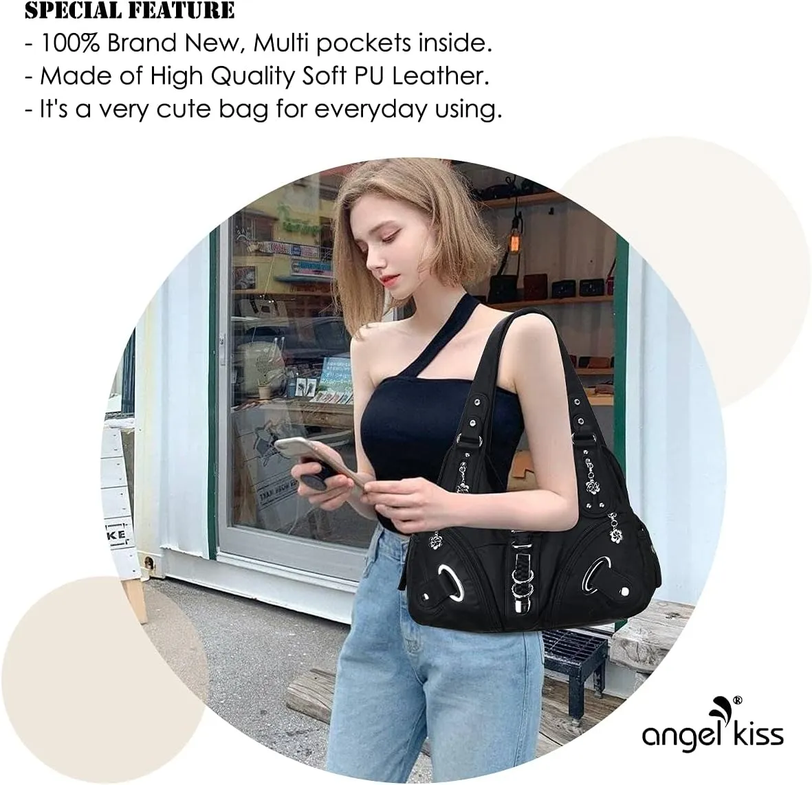 Angelkiss Hobo Purses and handbags for Women Satchel Handbag Women Purses Large Daily Shoulder Bags