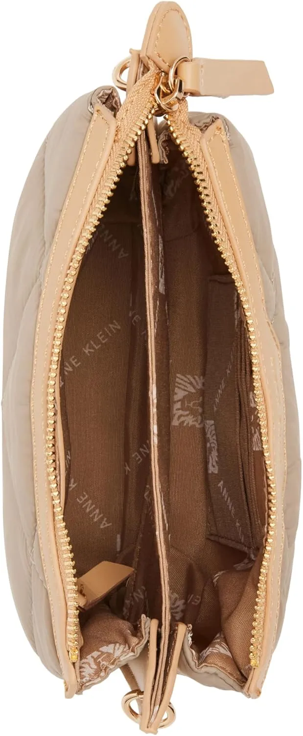 Anne Klein Ew Quilted Nylon Crossbody with Logo Web Strap