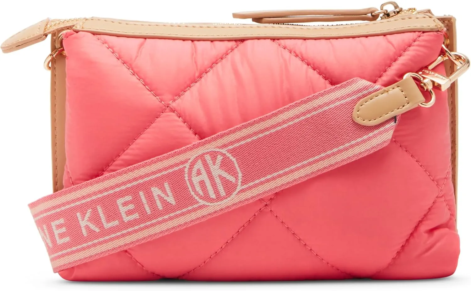 Anne Klein Ew Quilted Nylon Crossbody with Logo Web Strap