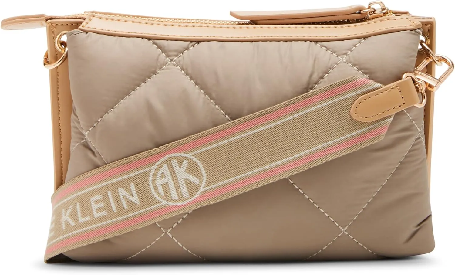 Anne Klein Ew Quilted Nylon Crossbody with Logo Web Strap