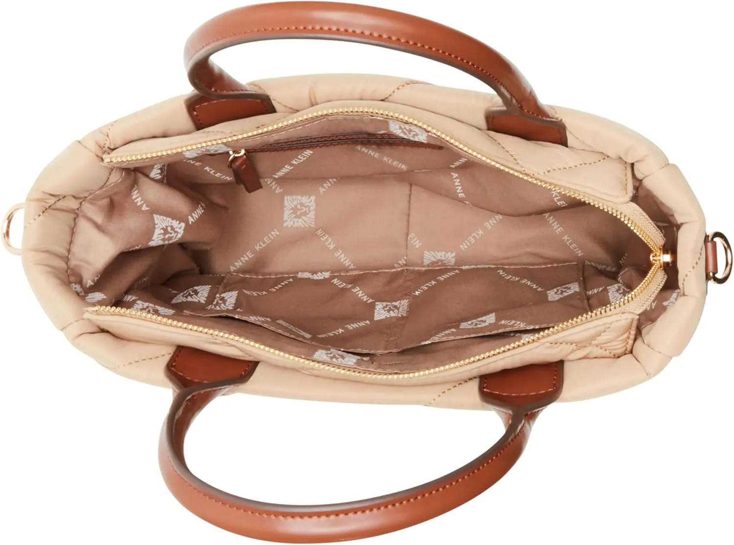 Anne Klein Ew Quilted Nylon Satchel with Pouch and Coin Case