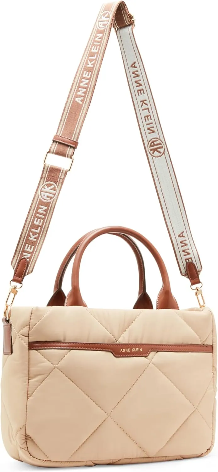 Anne Klein Ew Quilted Nylon Satchel with Pouch and Coin Case
