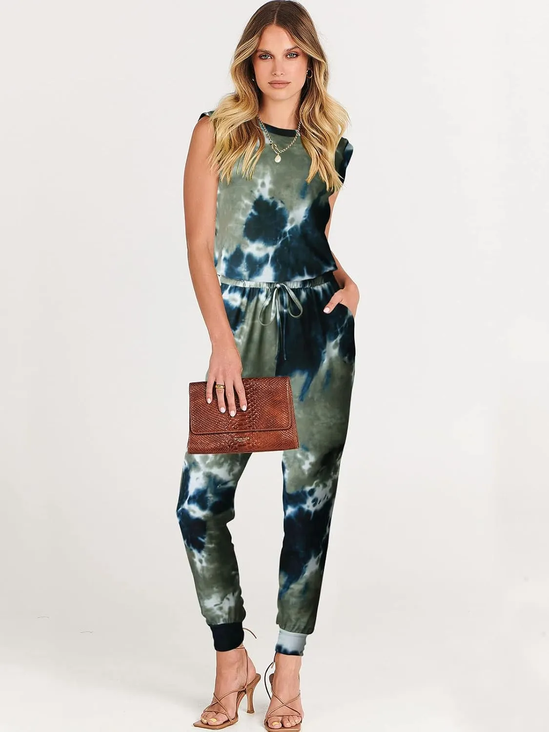 ANRABESS Women’s Summer Crewneck Sleeveless Casual Dressy Loose Stretchy Jumpsuits Rompers 2025 Trendy Outfits