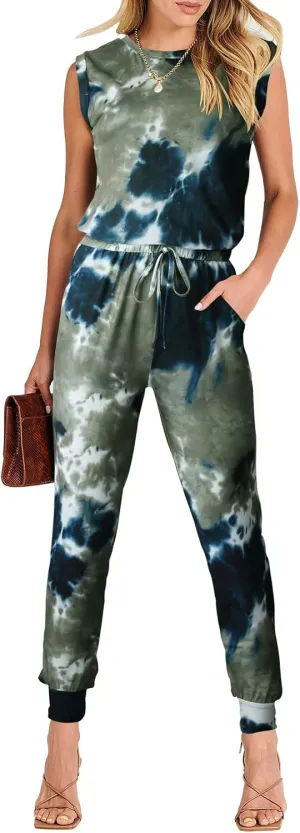 ANRABESS Women’s Summer Crewneck Sleeveless Casual Dressy Loose Stretchy Jumpsuits Rompers 2025 Trendy Outfits