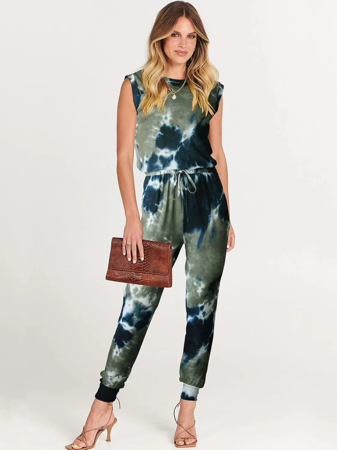 ANRABESS Women’s Summer Crewneck Sleeveless Casual Dressy Loose Stretchy Jumpsuits Rompers 2025 Trendy Outfits