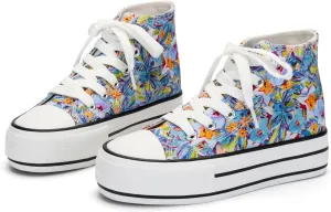 ANTLULU Girls’ Platform Canvas Shoes Low Top and High Top Canvas Sneakers Lace-up Fashion Casual Shoes for Girls