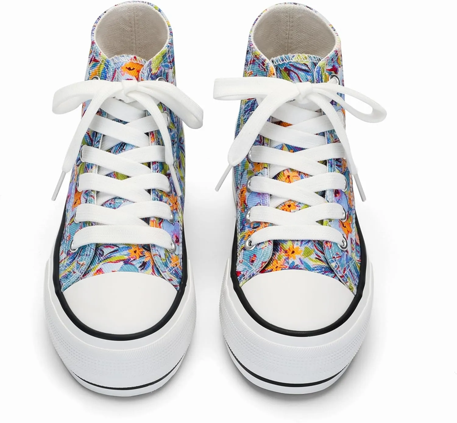 ANTLULU Girls’ Platform Canvas Shoes Low Top and High Top Canvas Sneakers Lace-up Fashion Casual Shoes for Girls