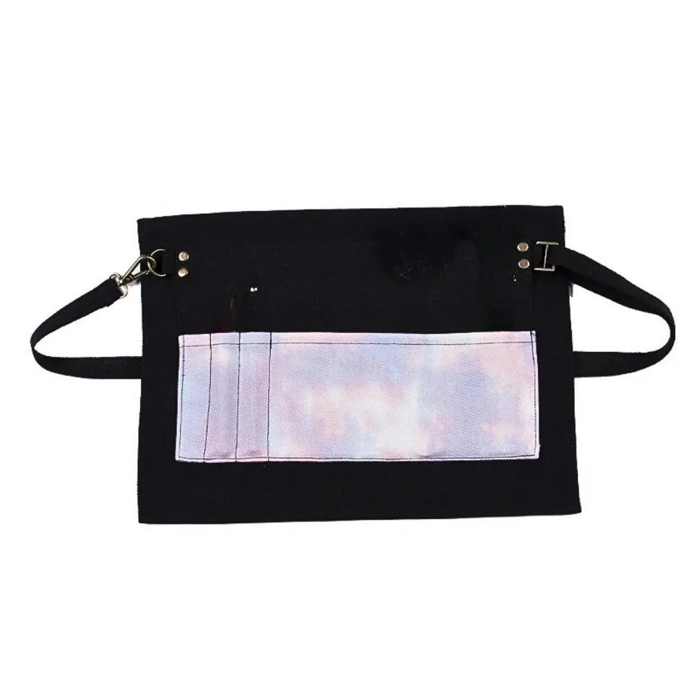 ANYHOUZ Kitchen Apron Black with Light Tye dye Half-length Long Waist with Pockets Accessories Waiters Uniform Restaurant Waitress Chef