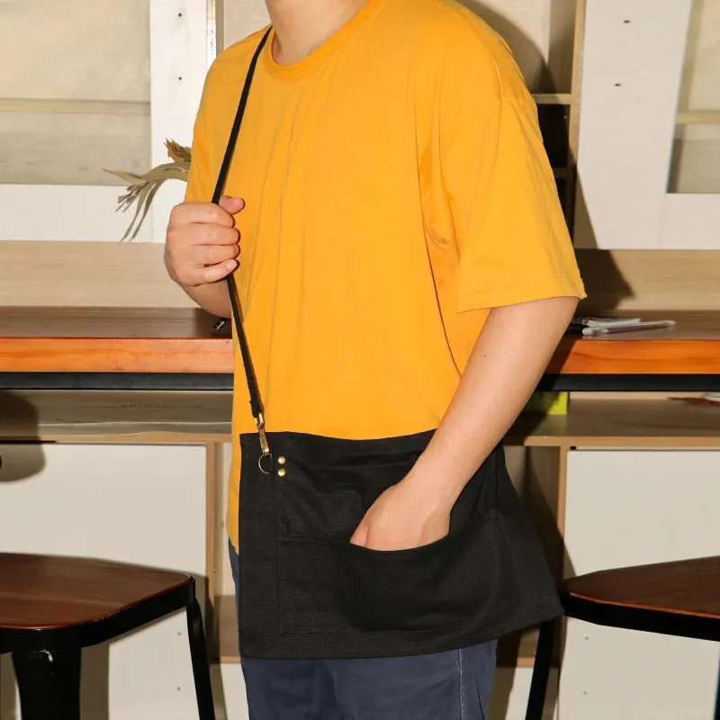 ANYHOUZ Kitchen Apron Black with Tye dye Half-length Long Waist with Pockets Accessories Waiters Uniform Restaurant Waitress Chef