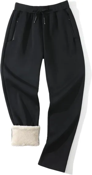Aprsfn Men's Winter Thick Berber Fleece Sherpa Lined Active Sweatpants Brushed Jogger Pants