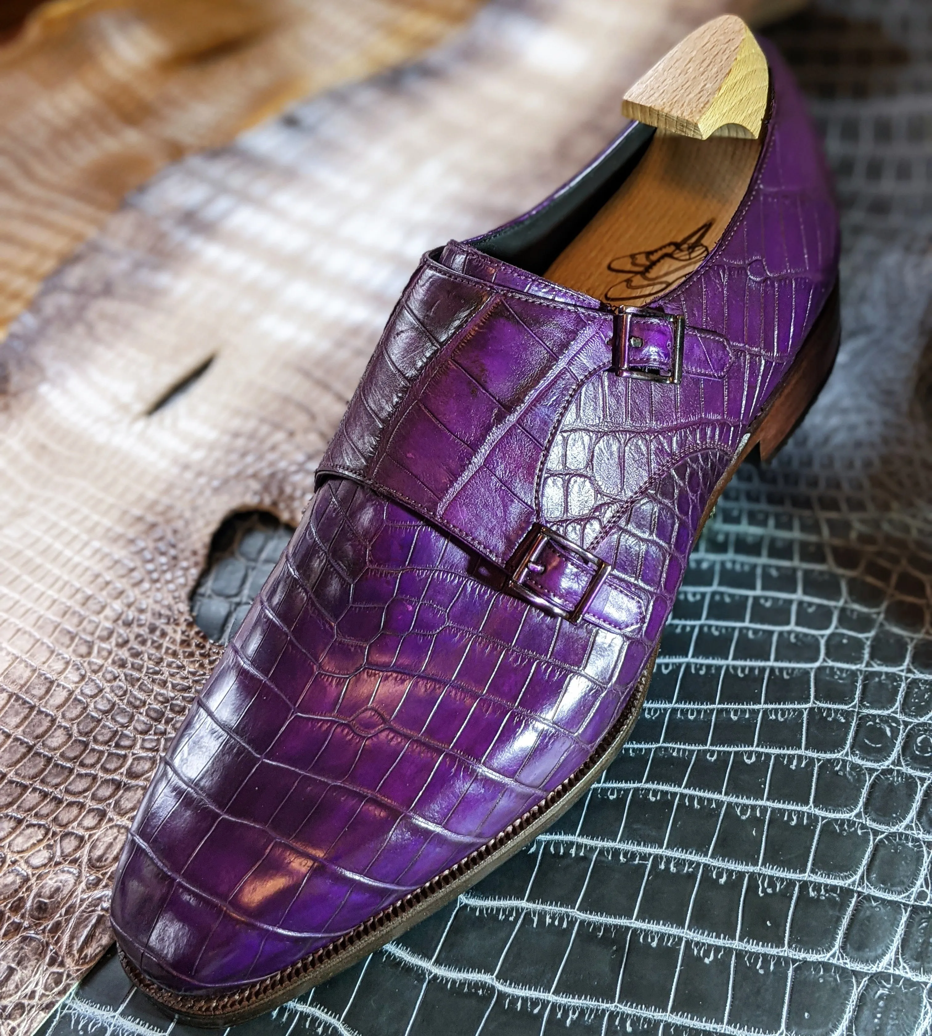 Ascot Double Monk - Purple Alligator