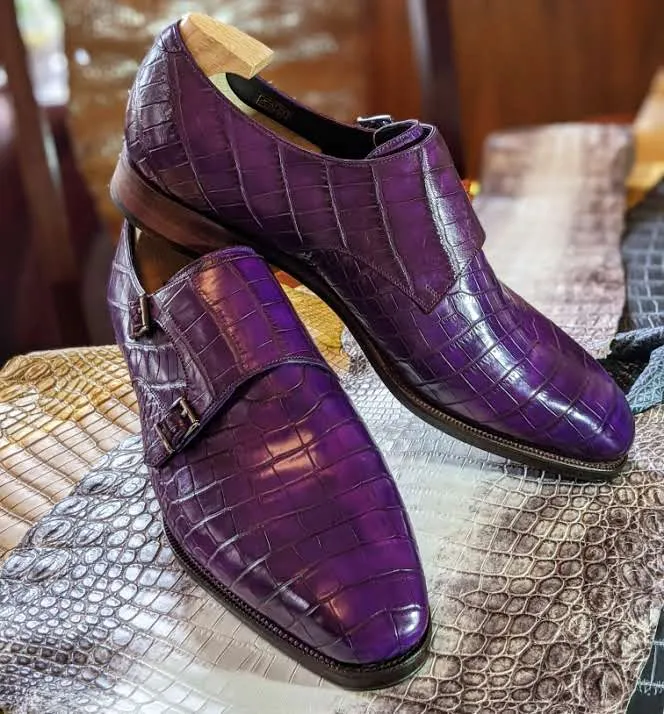 Ascot Double Monk - Purple Alligator