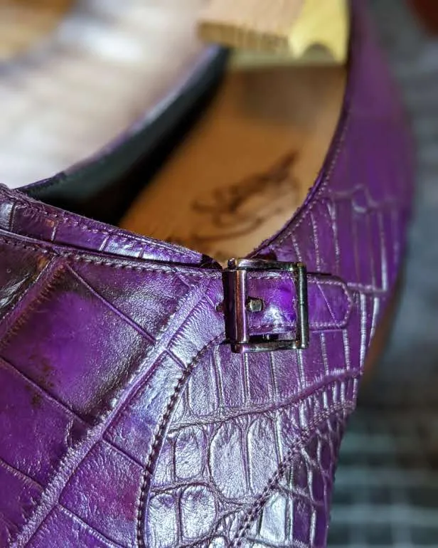Ascot Double Monk - Purple Alligator