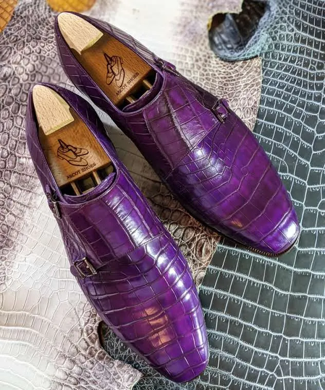 Ascot Double Monk - Purple Alligator