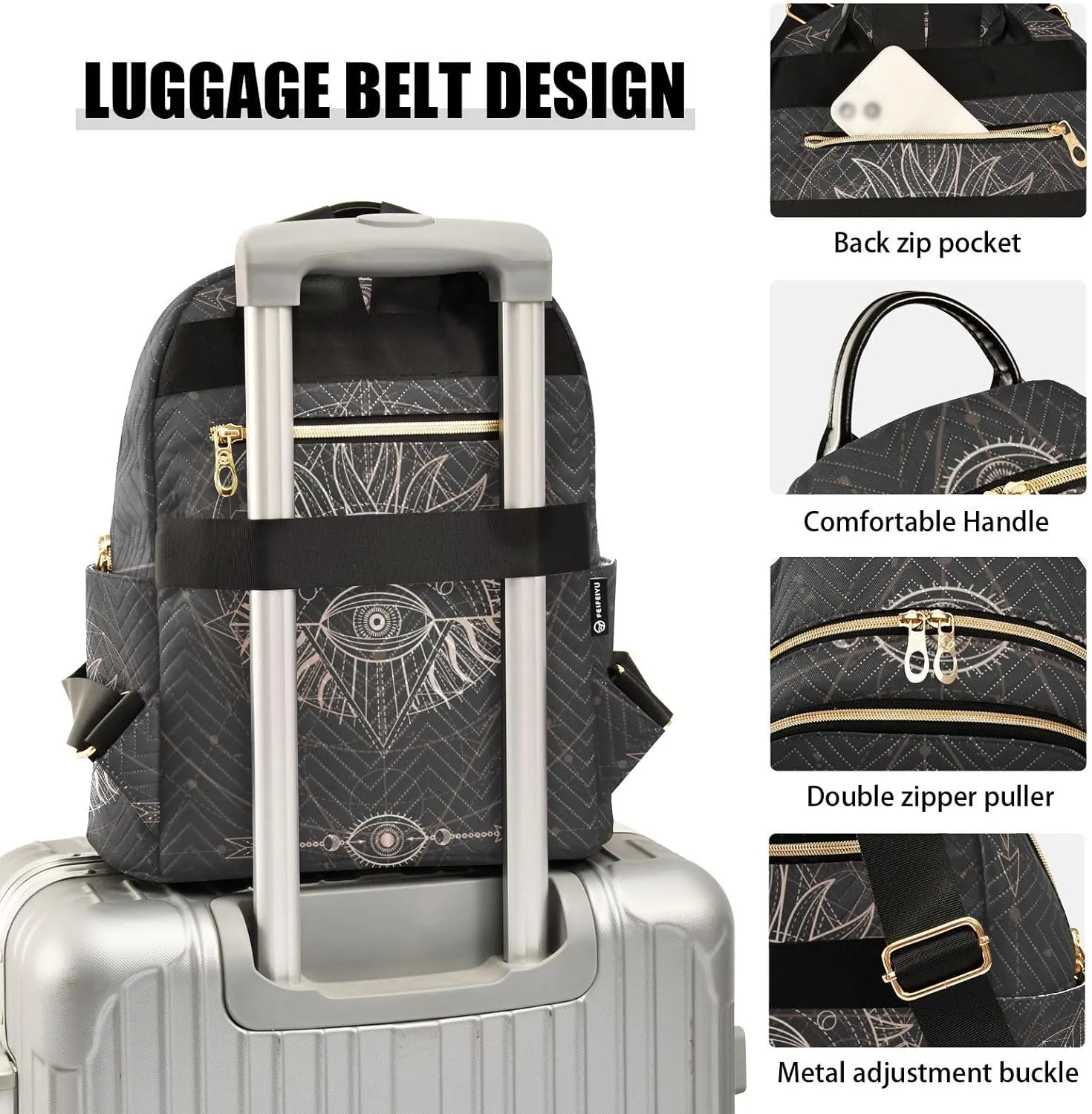 Astrology Sacred Geometry Symbols Mini Backpack for Women, Travel Backpack Purse for Ladies Fashion Shoulder Bag Daypack Travel Bag