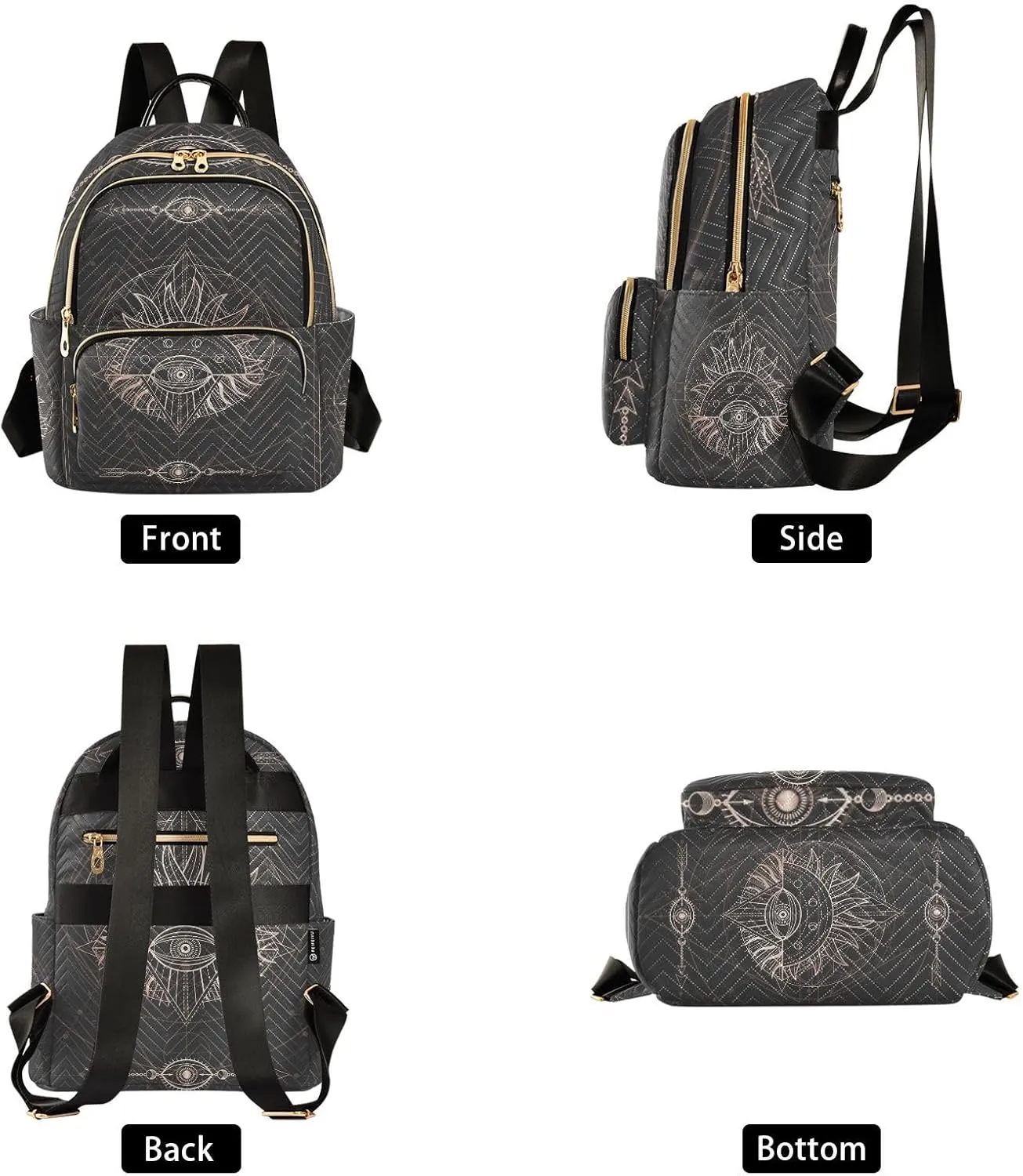 Astrology Sacred Geometry Symbols Mini Backpack for Women, Travel Backpack Purse for Ladies Fashion Shoulder Bag Daypack Travel Bag