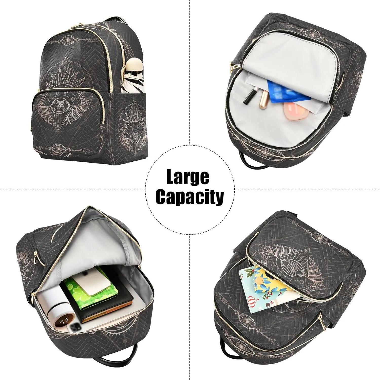 Astrology Sacred Geometry Symbols Mini Backpack for Women, Travel Backpack Purse for Ladies Fashion Shoulder Bag Daypack Travel Bag