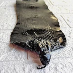 Asuprui Genuine Snakeskin Leather Hide - Black Cobra Skin With Head, Splitting Leather for Taxidermy - Real Snake Hide 55 Length x4.7 Width Inches