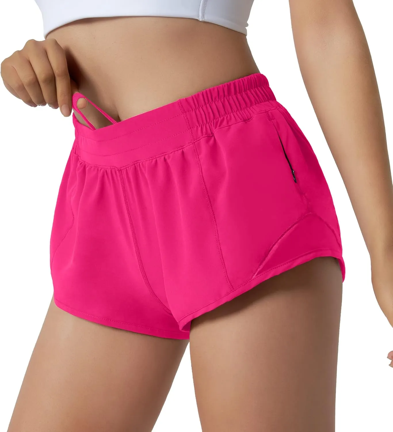 Aurefin Running Shorts for Women,Quick Dry Athletic Sports Shorts Lightweight Active Workout Gym Shorts with Zip Pocket