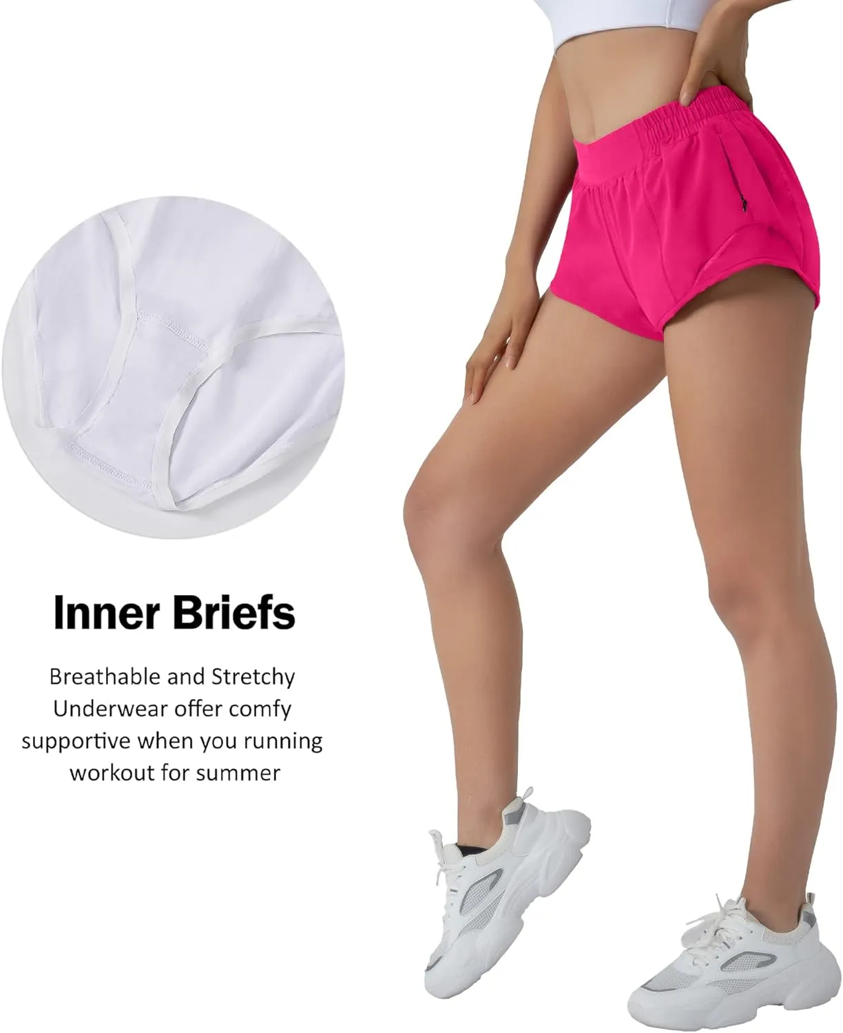 Aurefin Running Shorts for Women,Quick Dry Athletic Sports Shorts Lightweight Active Workout Gym Shorts with Zip Pocket